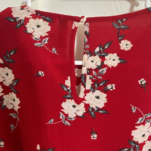 H&M Divided size 2 dress red floral with with elastic waist - Picture 6 of 8
